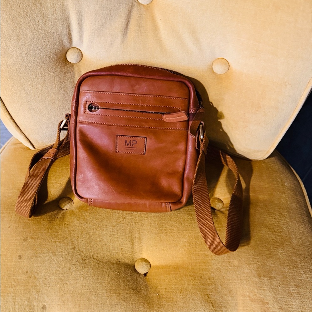 MP Portugal Brown Leather Crossbody Bag for Women
